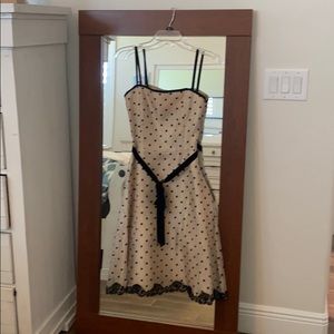 Champagne/black polka dot dress Sz 8